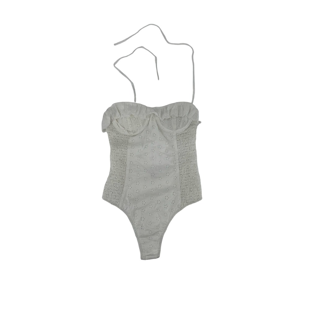 DOEN Eyelet One Piece Swimsuit Small White Excellent